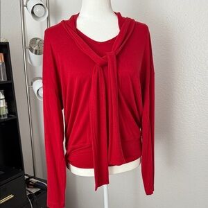 CAbi Red Long Sleeve Top